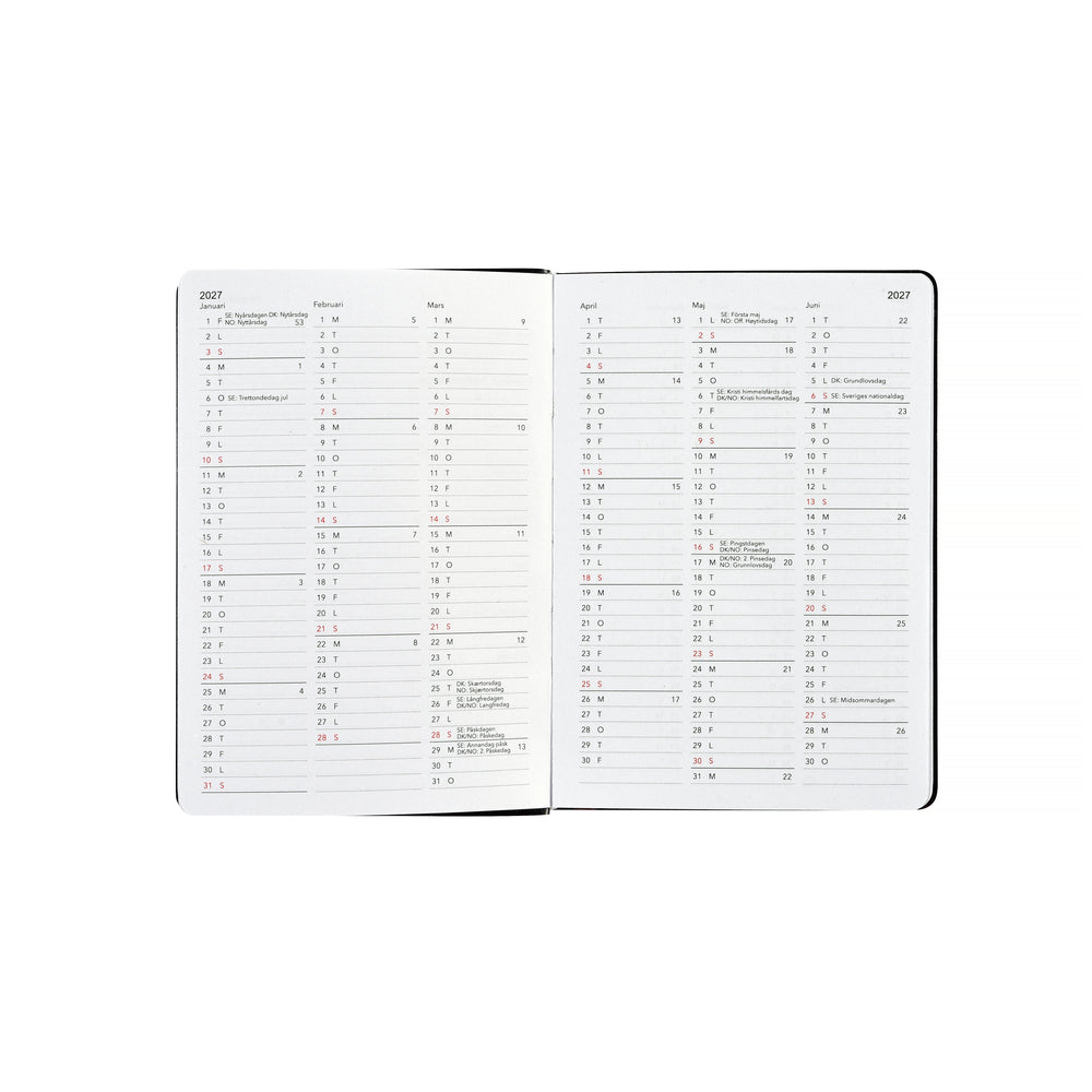 Kalender Wera Björn 2027 Kastanjebrun A6 uge horisontal