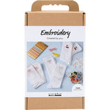 Broderi DIY Kit strømper hvide 3 par