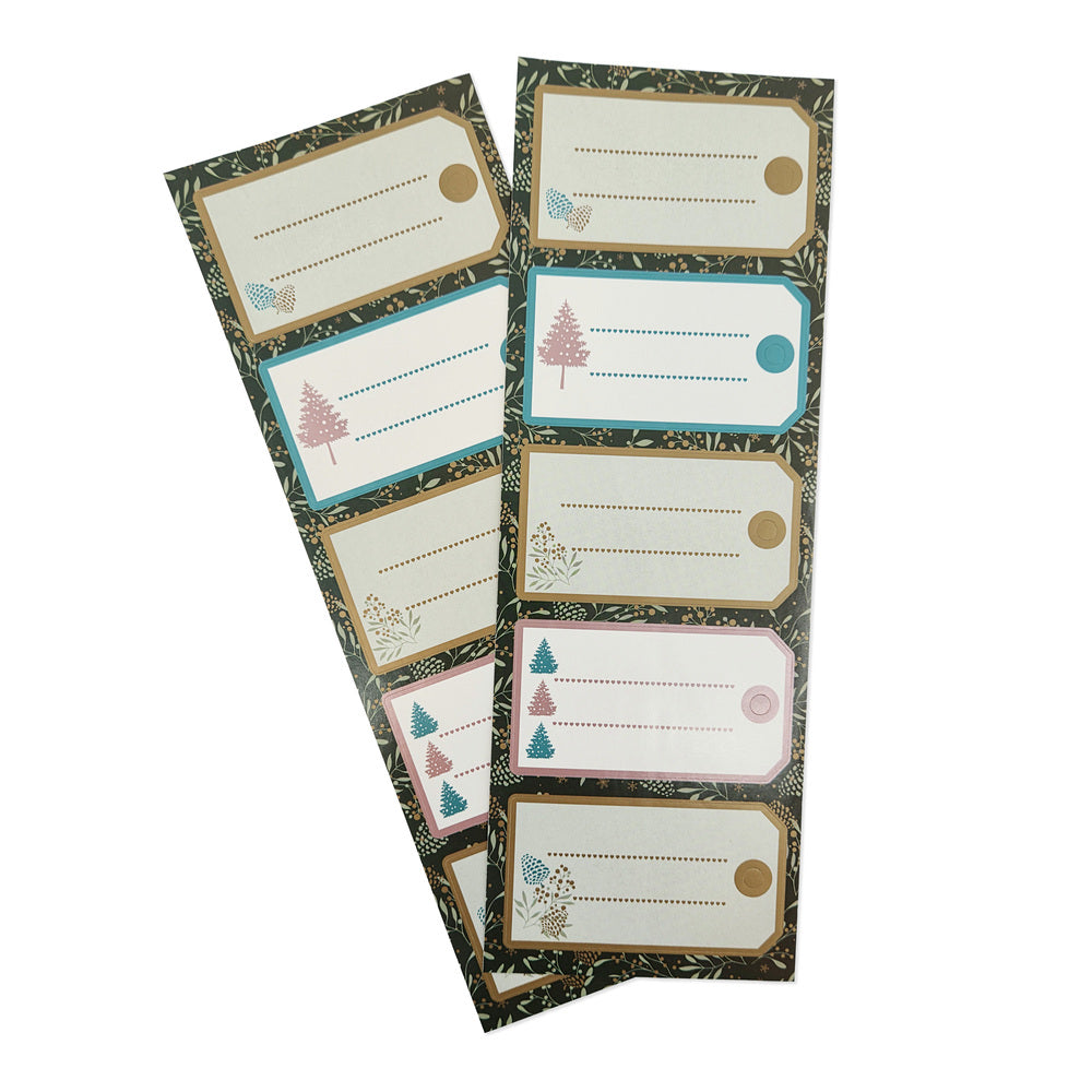 Stickers Til/Fra Grøn/Rosegold Juletræer 2 Ark 10 Stk
