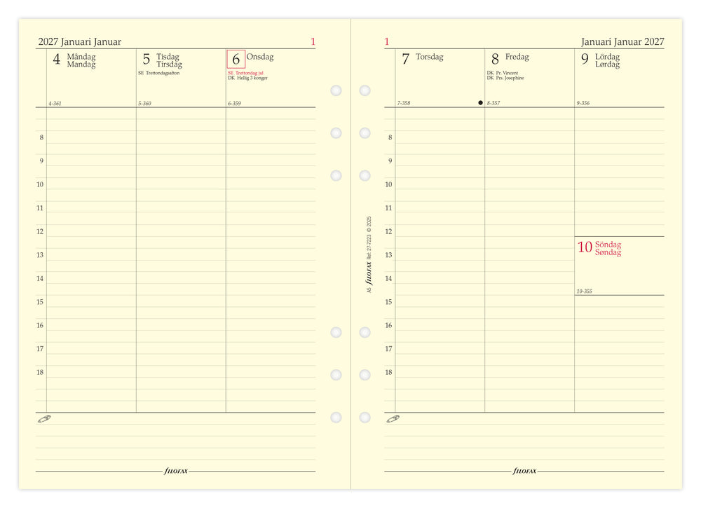 Refill Filofax A5 2027 Uge/Opslag Vertikal