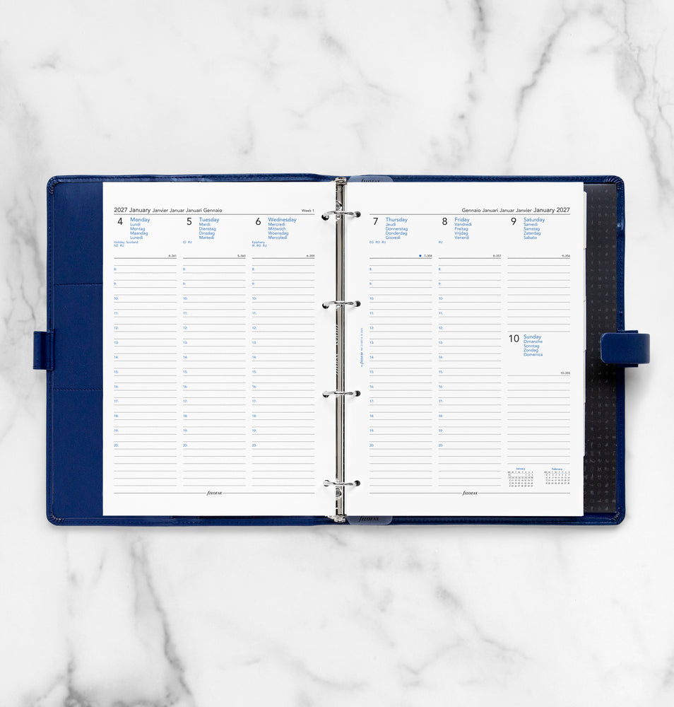 Refill Filofax A4 2027 Uge/Opslag Flersproget Hvid
