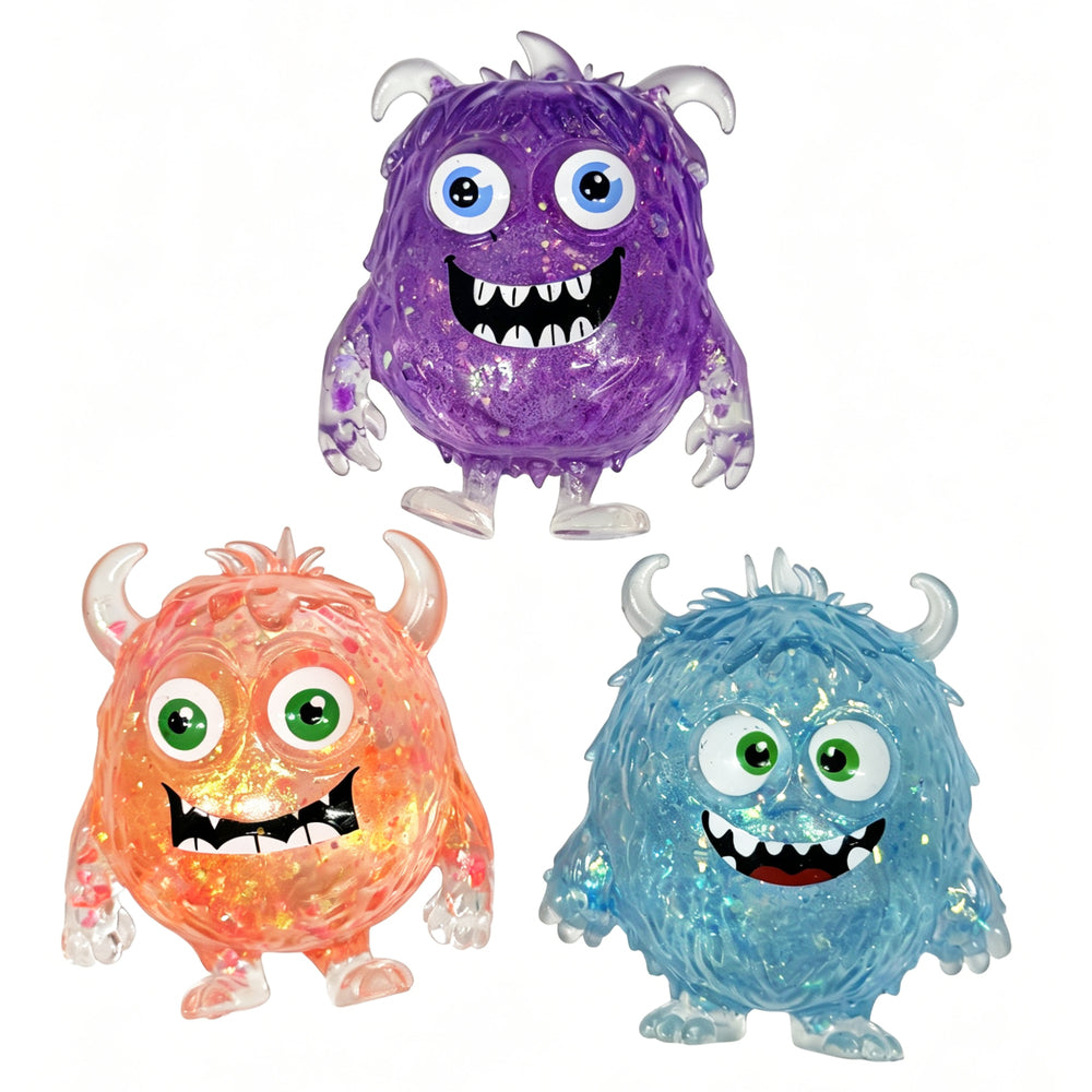 Squishy Monster m/Glimmer lilla/orange/blå ass