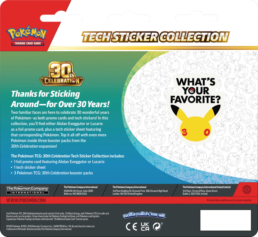 Release 16-09-2026 Pokemon Tech Sticker Coll 30th