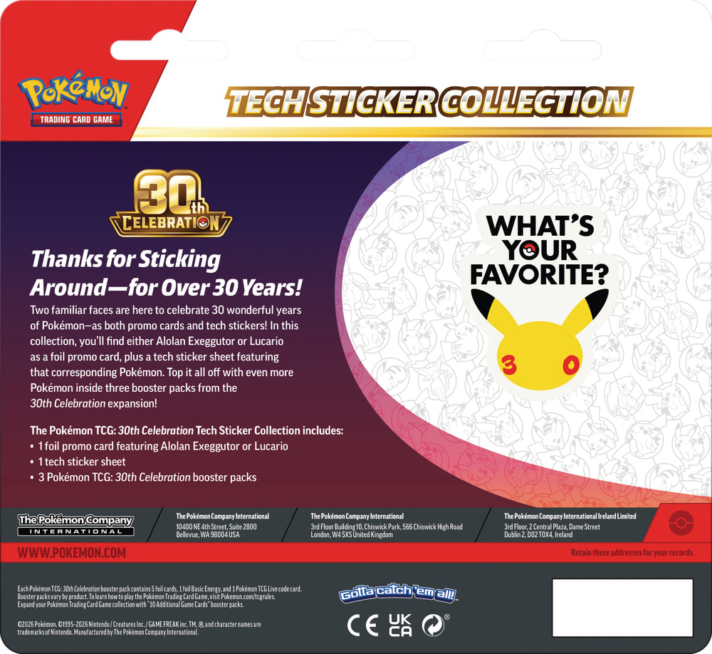 Release 16-09-2026 Pokemon Tech Sticker Coll 30th