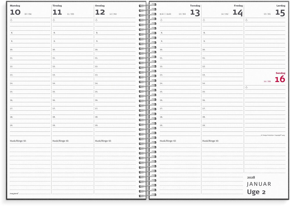 Mayland Lærerkalender 27/28 A5 Uge Højformat Matsort Karton