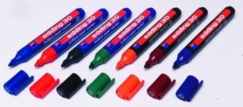 Marker edding 30 pigment 2mm blå