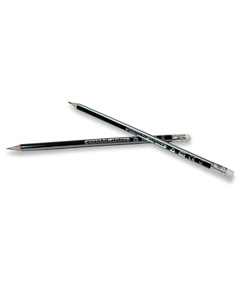 Blyant Graphit Stylus HB striber sølv 12stk