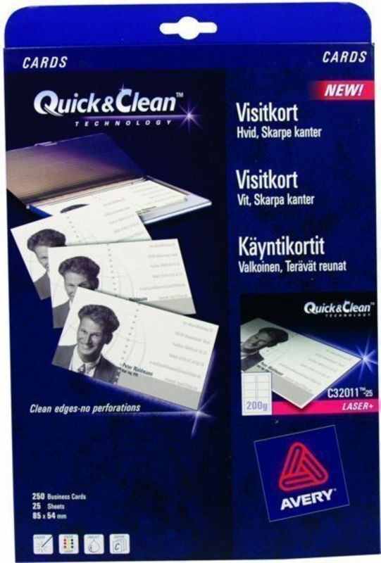 Visitkort laser A4 200g hvid