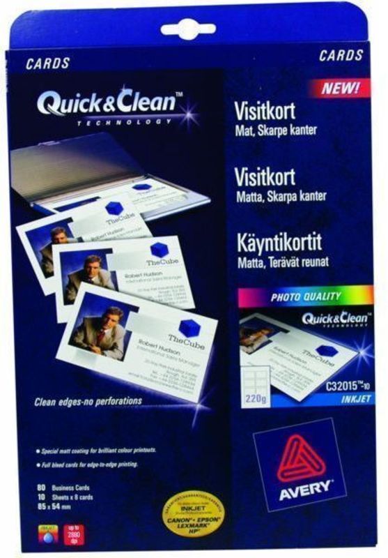Visitkort inkjet 220g mat hvid