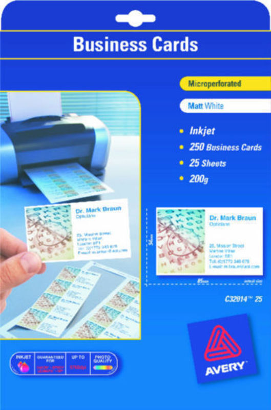 Visitkort Avery inkjet microperf. hvid