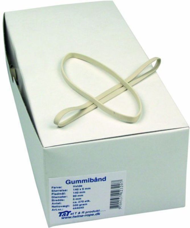Gummibånd hvid 140x5mm 500gr.