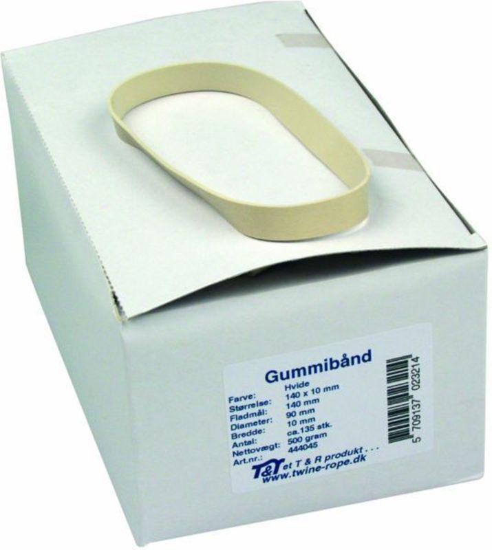 Gummibånd hvid 140x10mm 500gr.