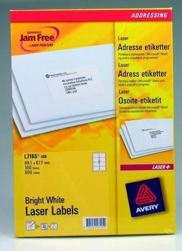 Etiket laser Avery l7165 99,1x67,7mm