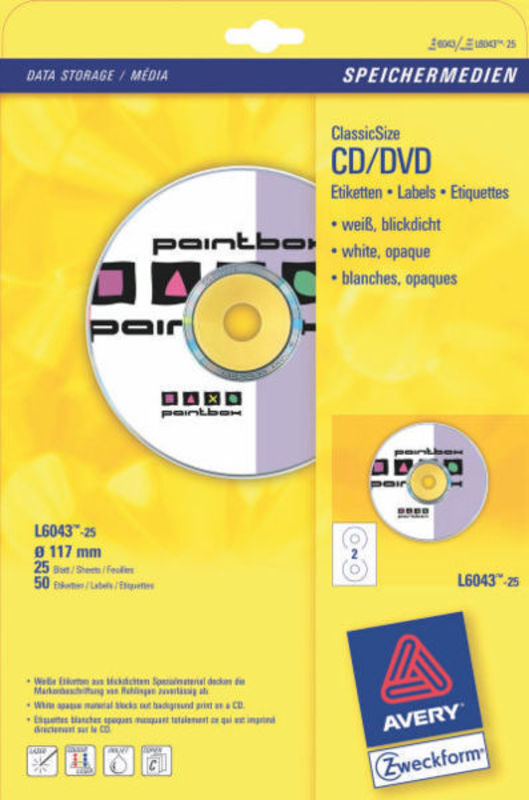 Etiketter laser cd/dvd ø117mm