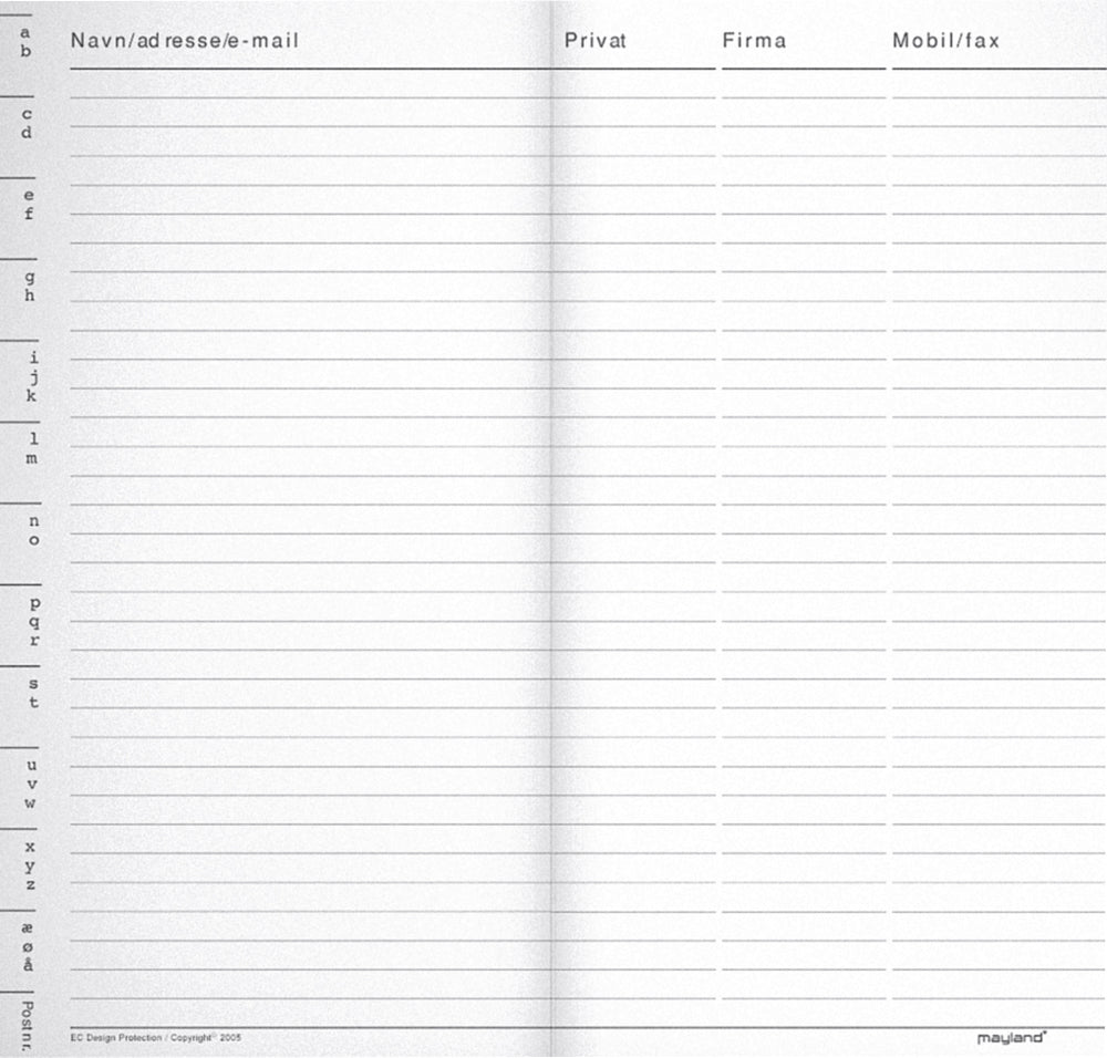 Telefonregister + adresseregister refill Mayland