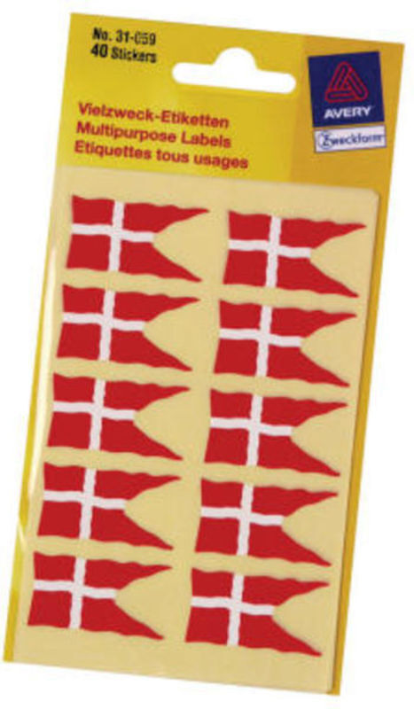 Oblater Avery dansk flag 18 x 34 /40 stk