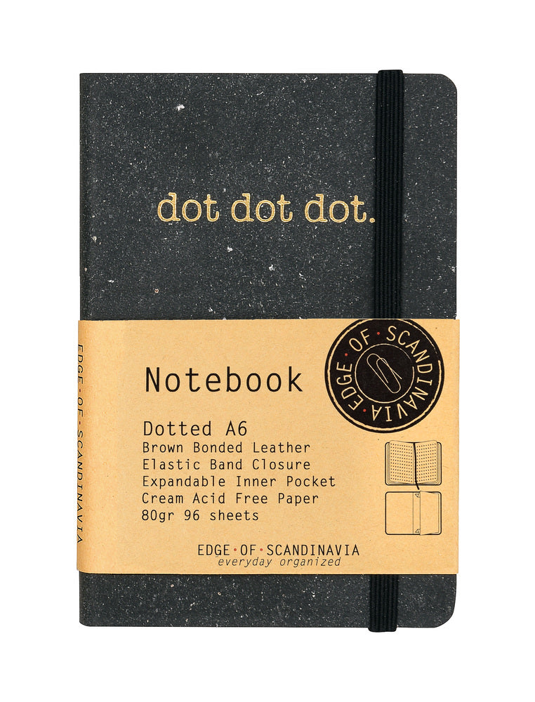 NOTESBOG DOTTED A6 SORT LÆDER