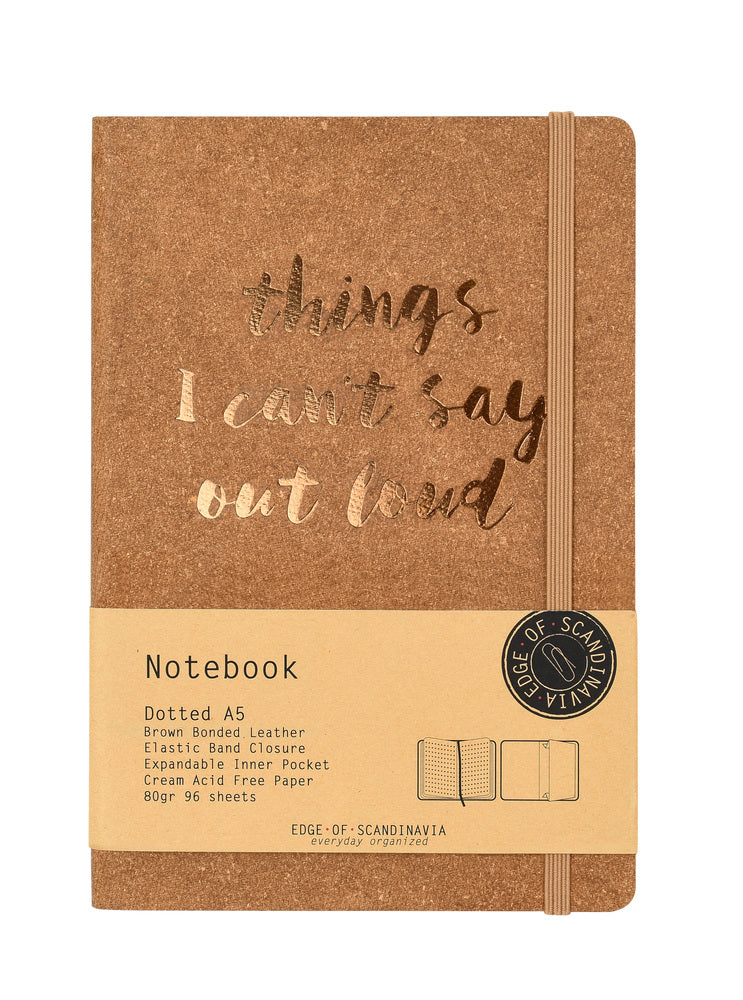 NOTESBOG DOTTED A5 BRUN LÆDER