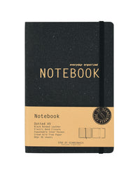 NOTESBOG DOTTED A5 SORT LÆDER