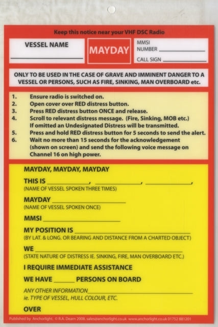 Vhf Dsc Mayday Procedure Card